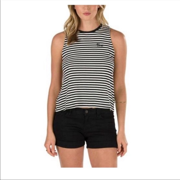 Vans Costa Striped Tank in Black & White - Picture 2 of 3